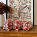 Quilted Block Print Pouch – White Bloom | Set of 3