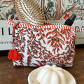 Quilted Block Print Pouch – White Bloom