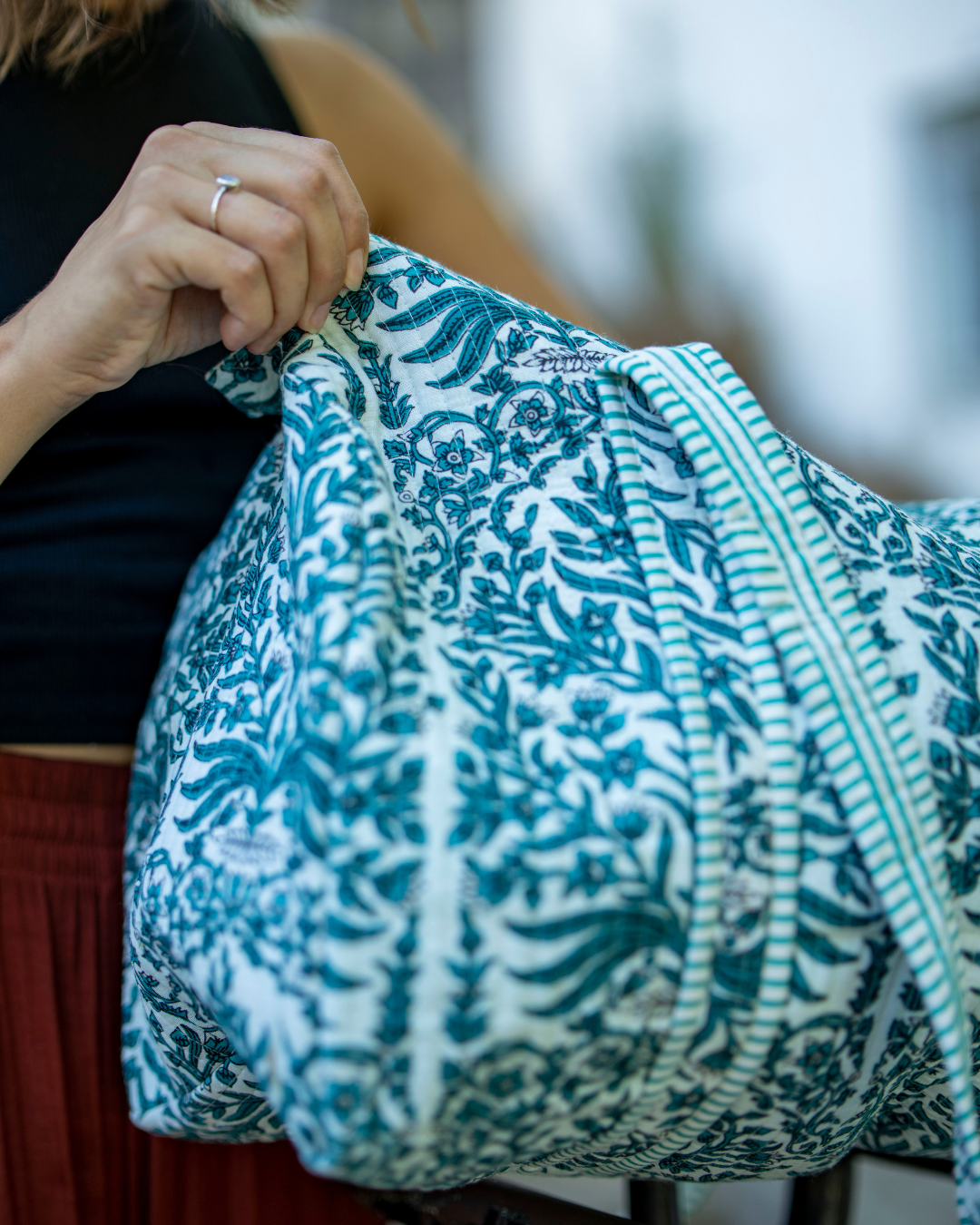 Quilted Floral Bowling Bag - Big