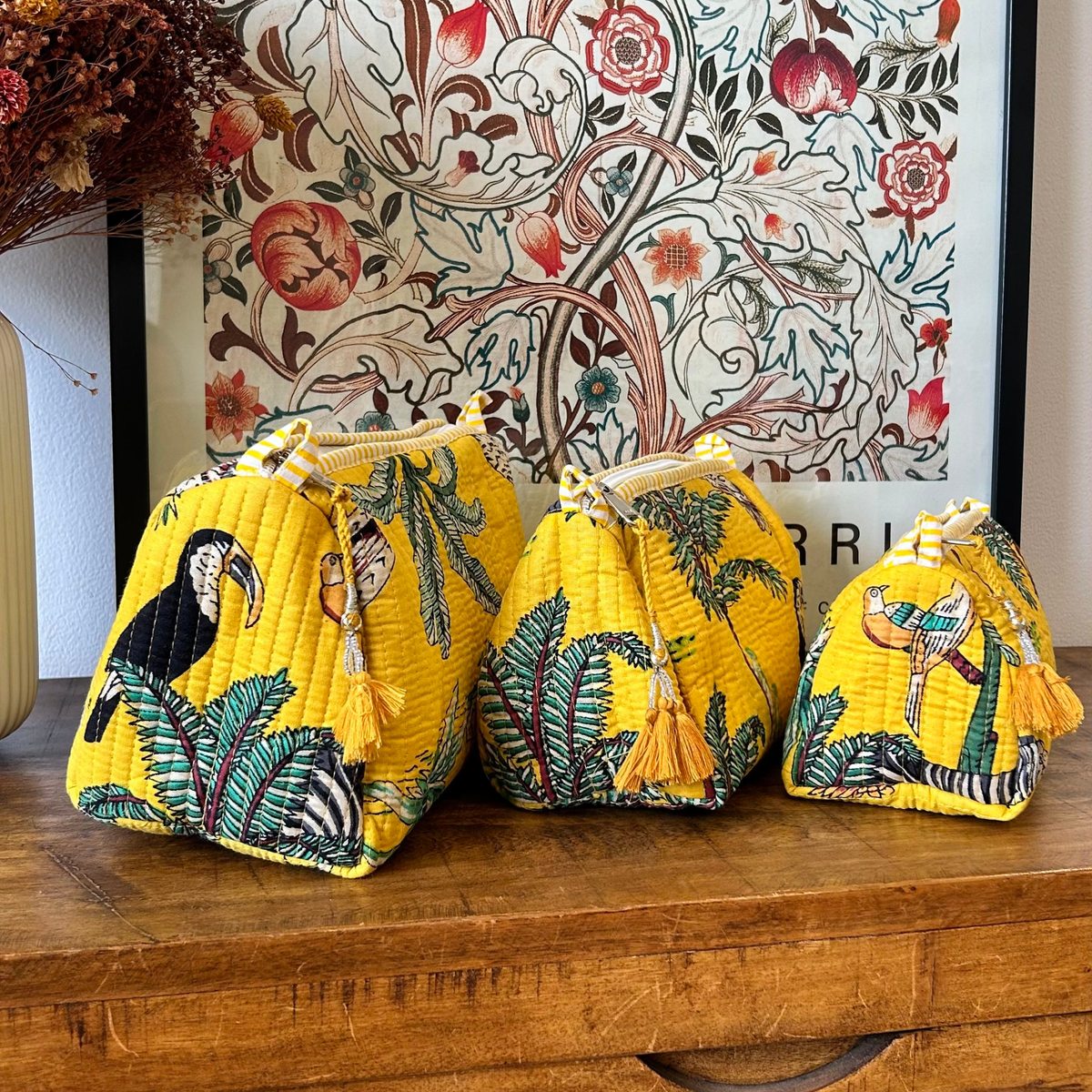 Quilted Jungle Pouch – Set of 3