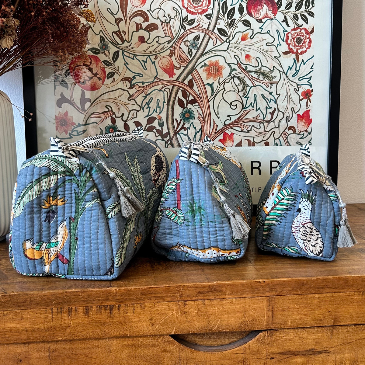 Quilted Jungle Pouch – Set of 3