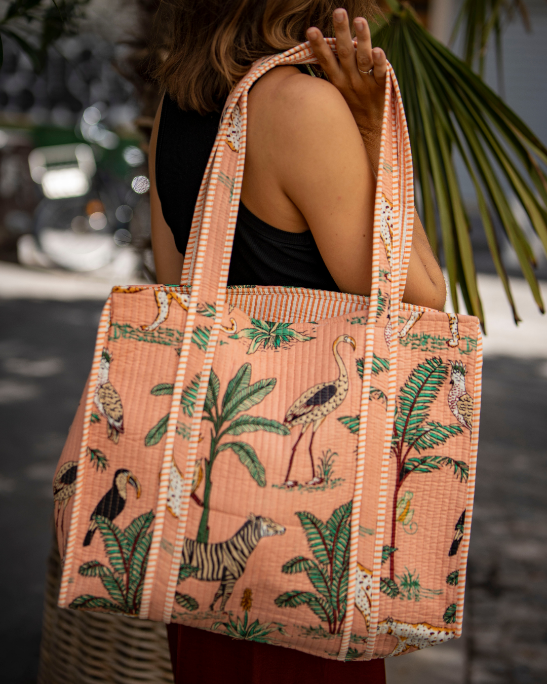 Quilted Jungle Shopper Bag
