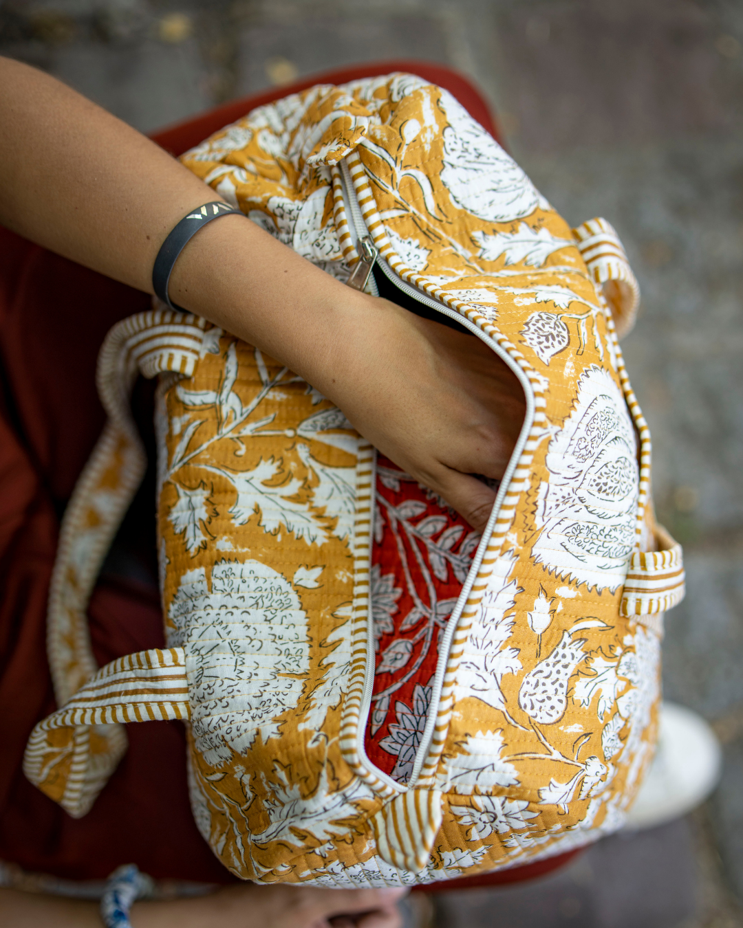Quilted Botanical Bowling Bag – Small