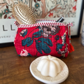 Quilted Floral Pouch – Red Garden