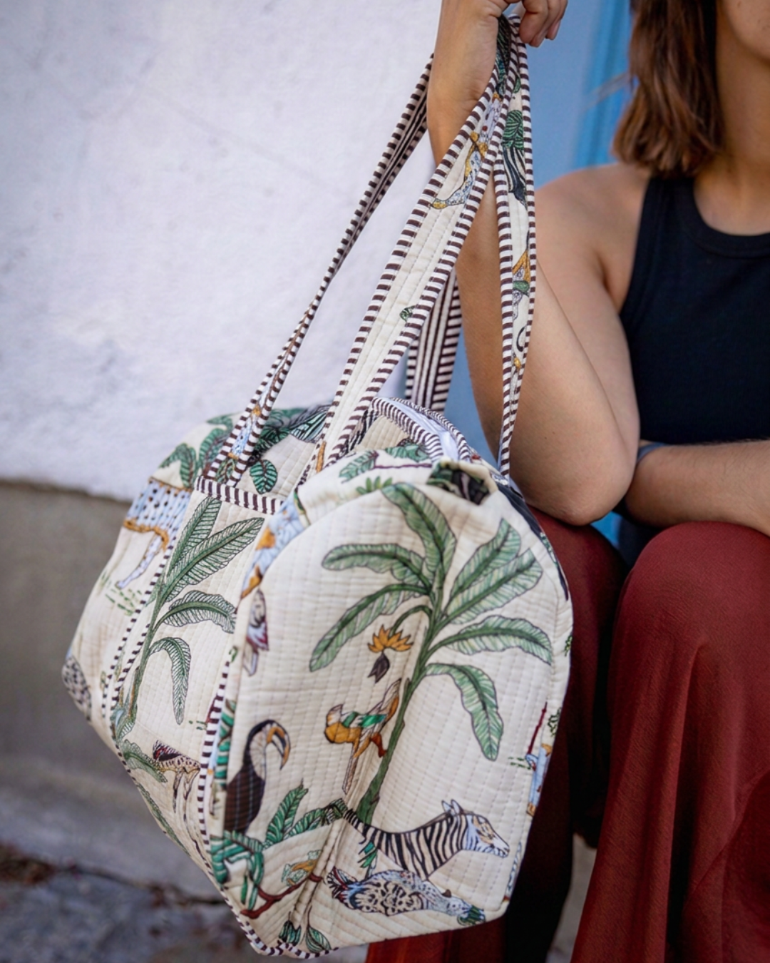 Quilted Jungle Bowling Bag – Small