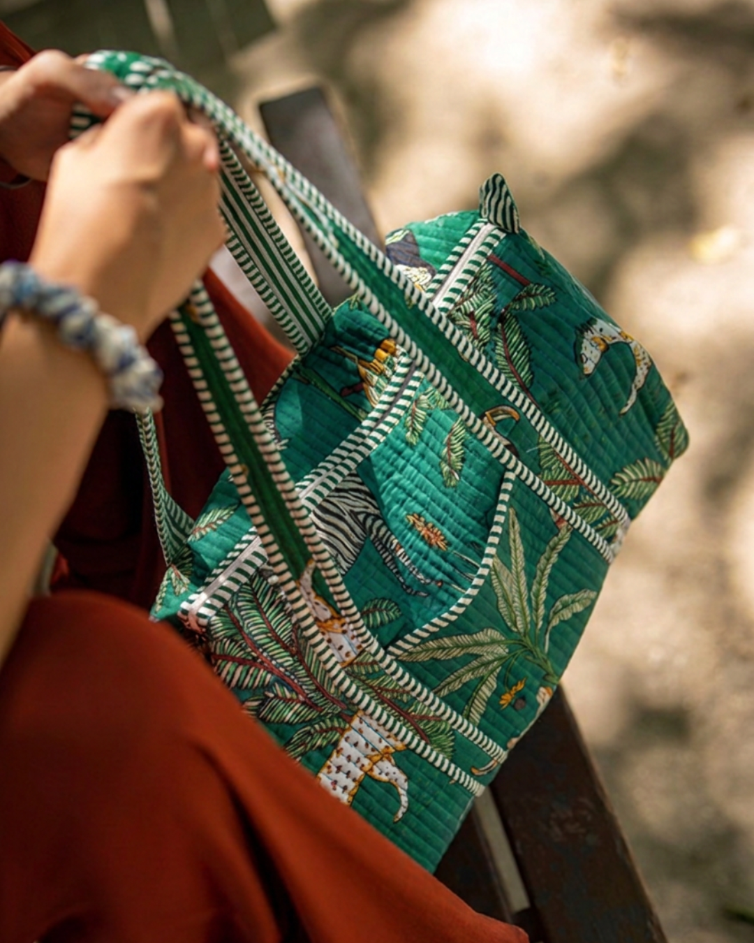 Quilted Jungle Bowling Bag – Small