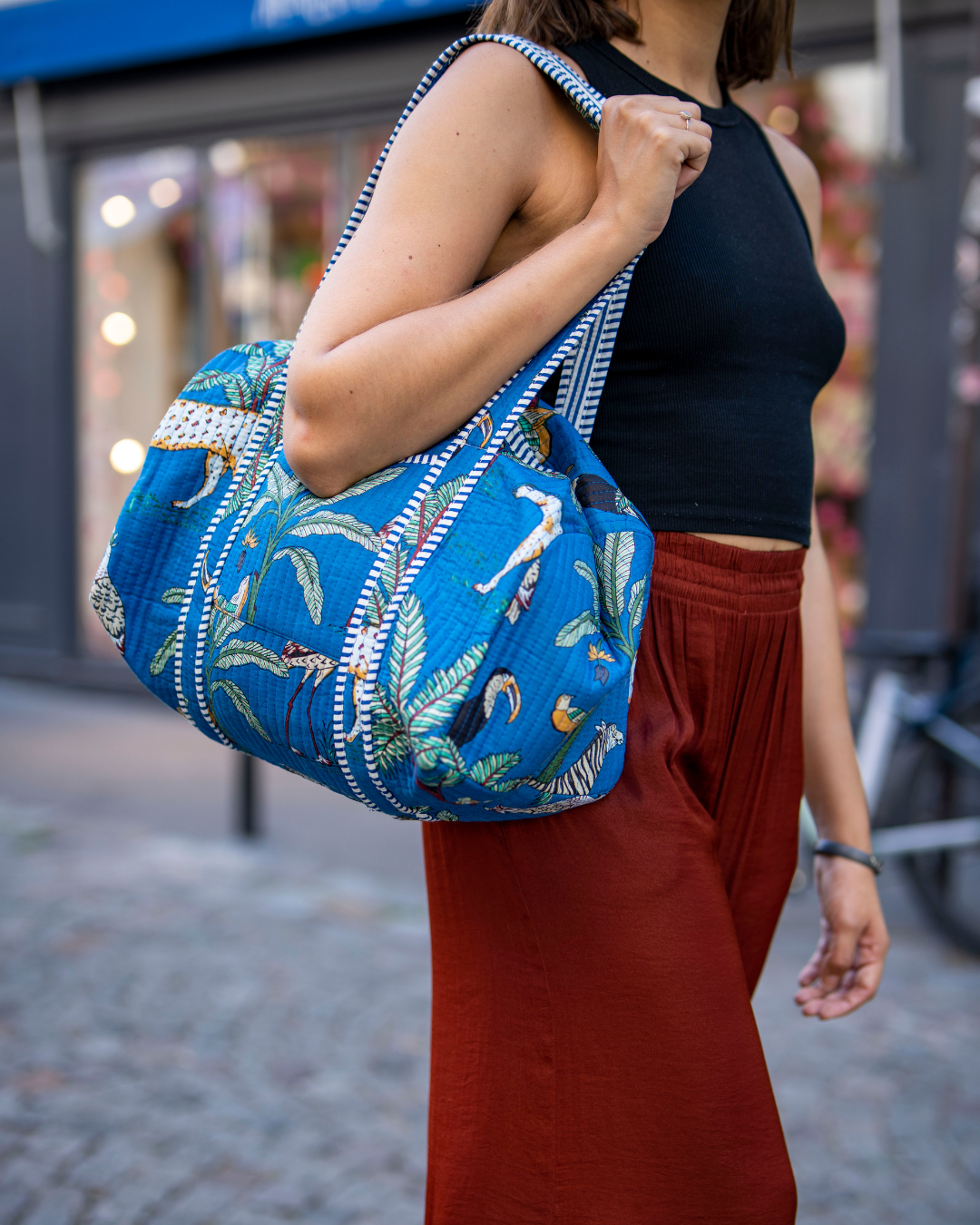 Quilted Jungle Bowling Bag – Small